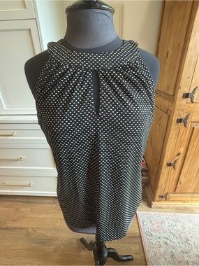 White House Black Market Black and White Polka Dot Halter Top WHBM